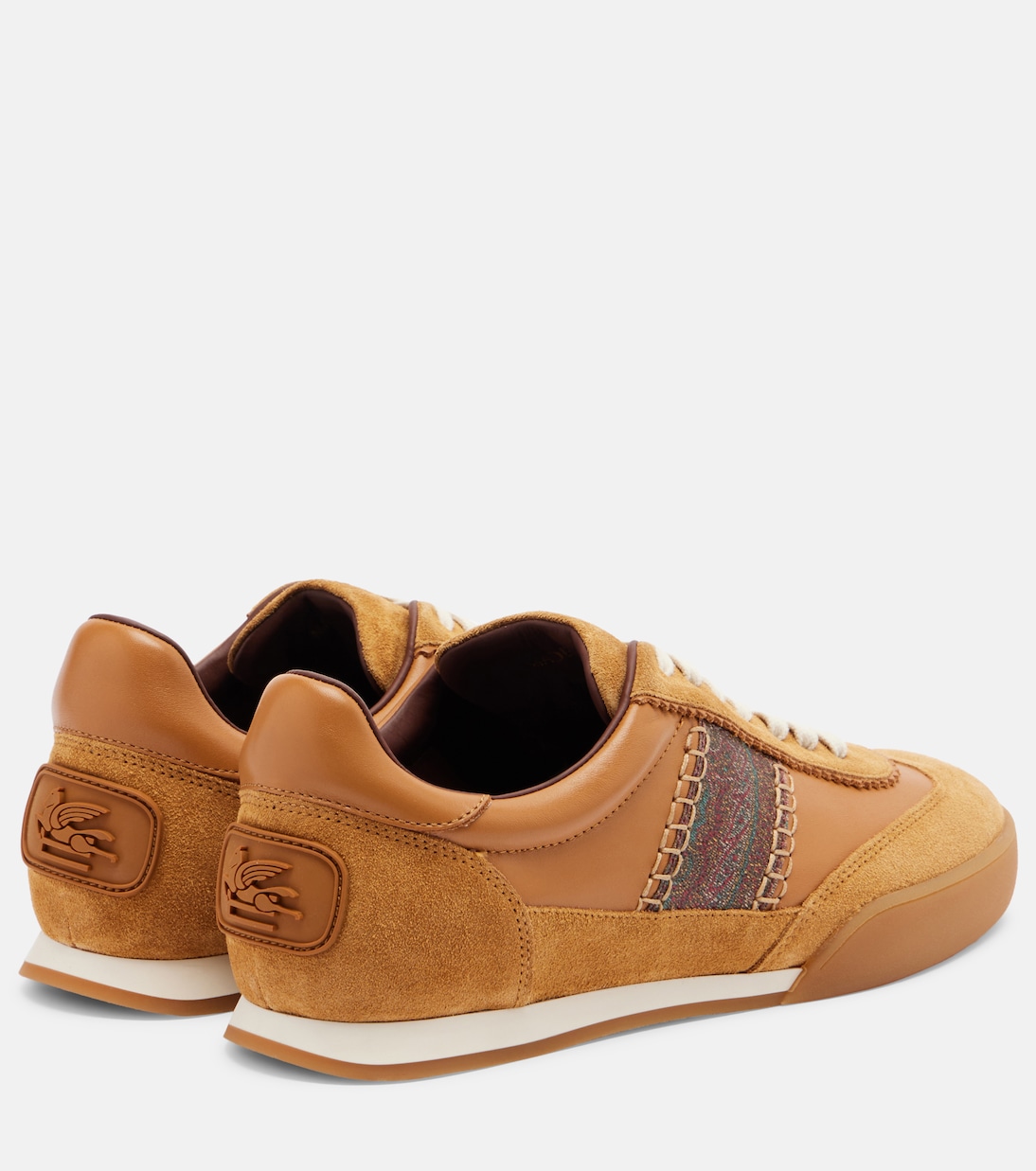 Pegaso suede-trimmed leather sneakers | Etro