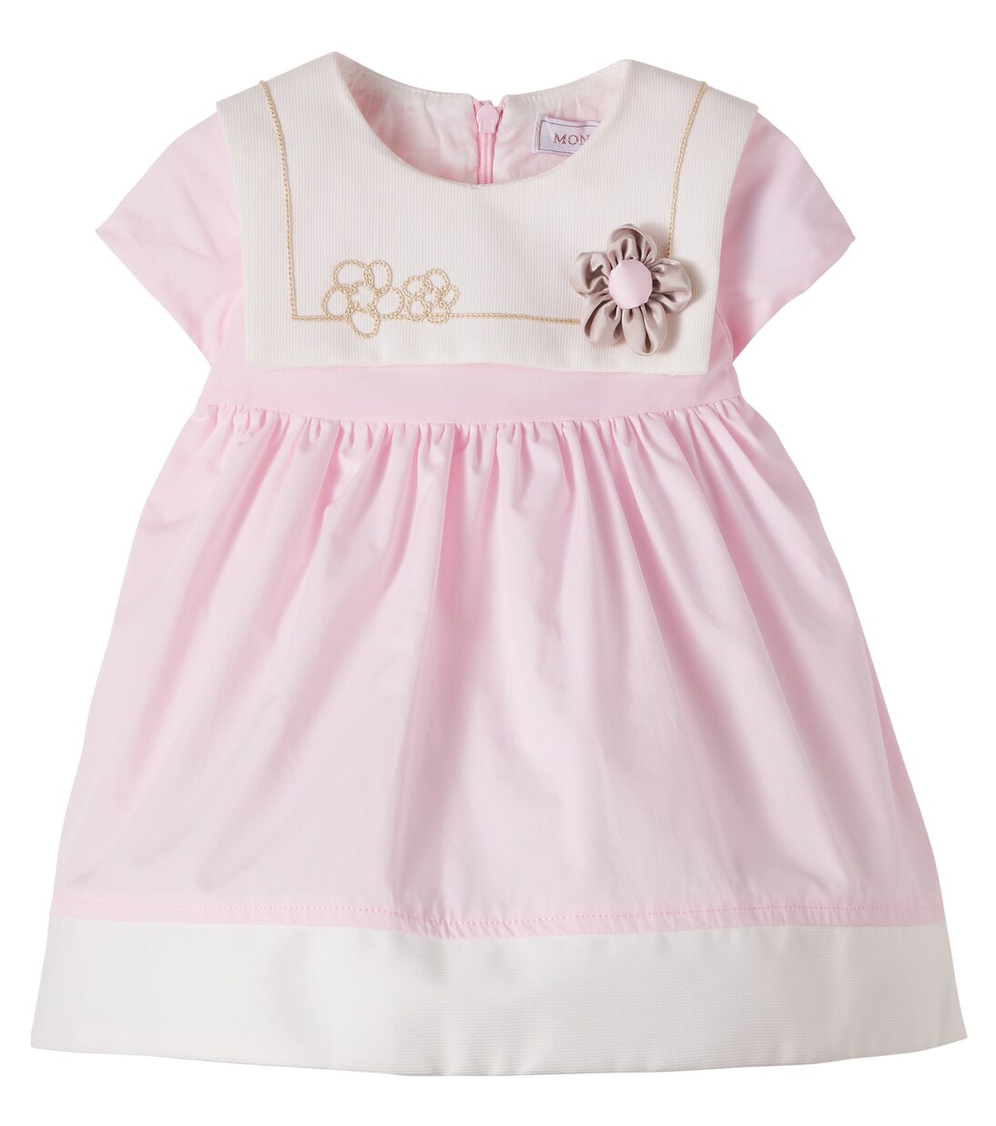 Baby floral-appliqué cotton poplin dress  | Monnalisa