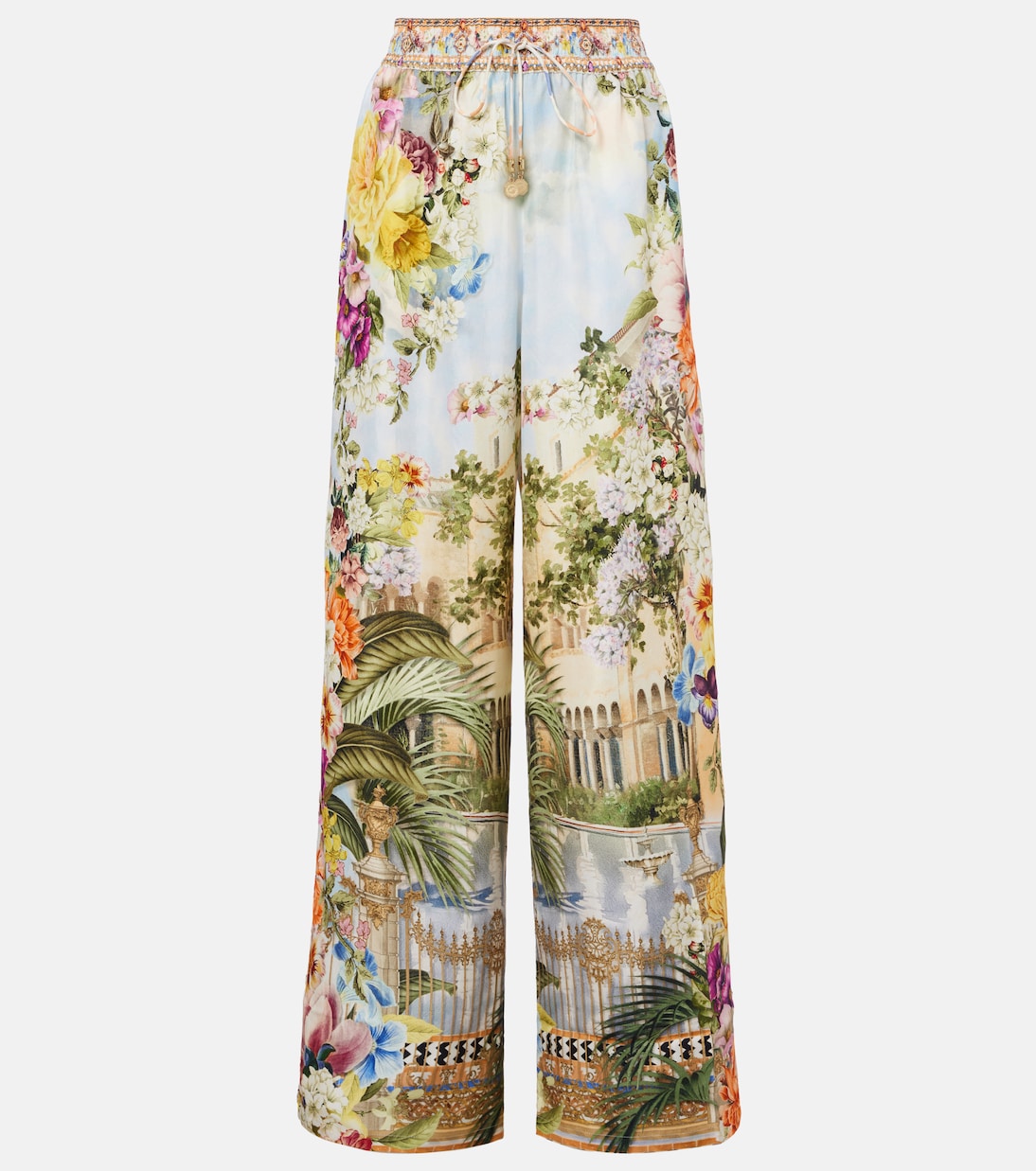 Printed silk wide-leg pants | Camilla
