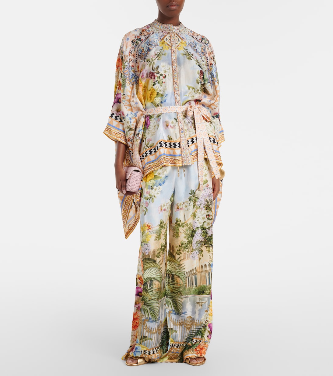 Printed silk wide-leg pants | Camilla
