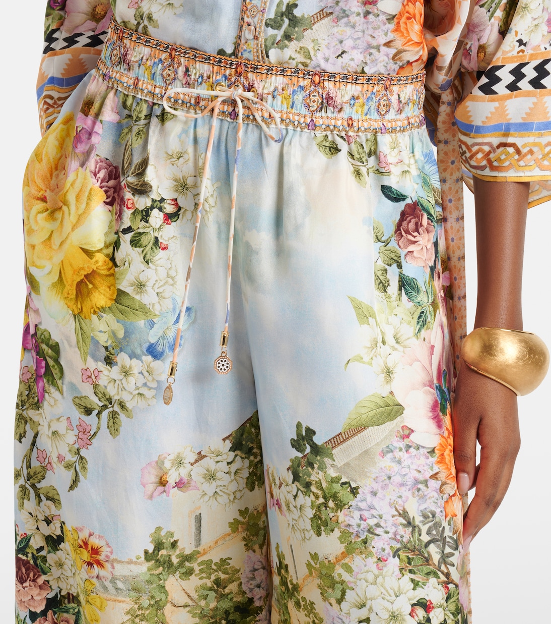 Printed silk wide-leg pants | Camilla