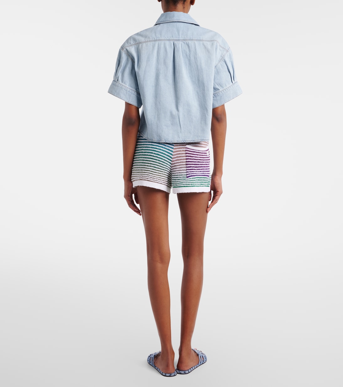 Paula's Ibiza striped cotton-blend shorts | Loewe