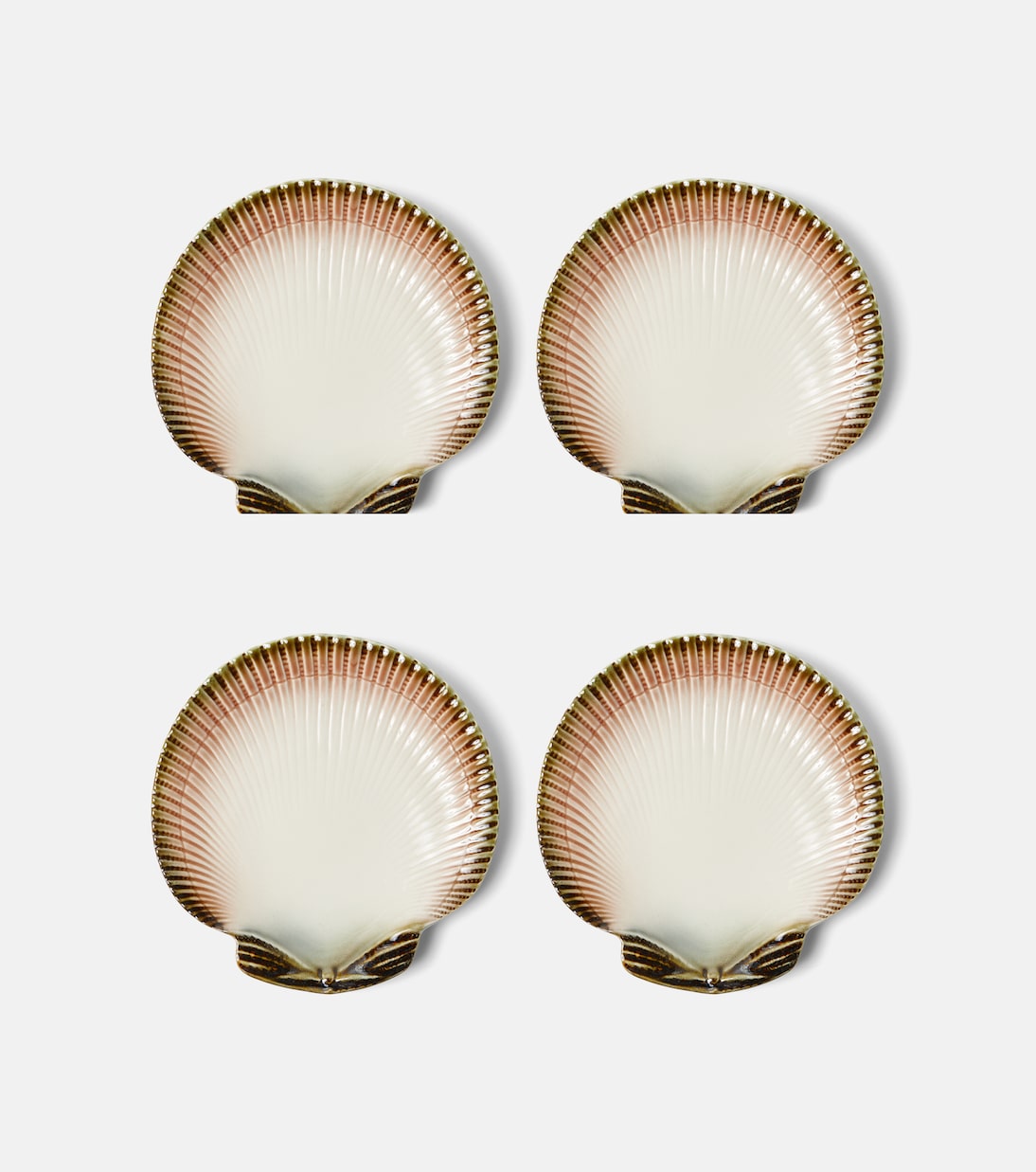 Oyster & Scallops set of 4 ceramic dessert plates | Bordallo Pinheiro