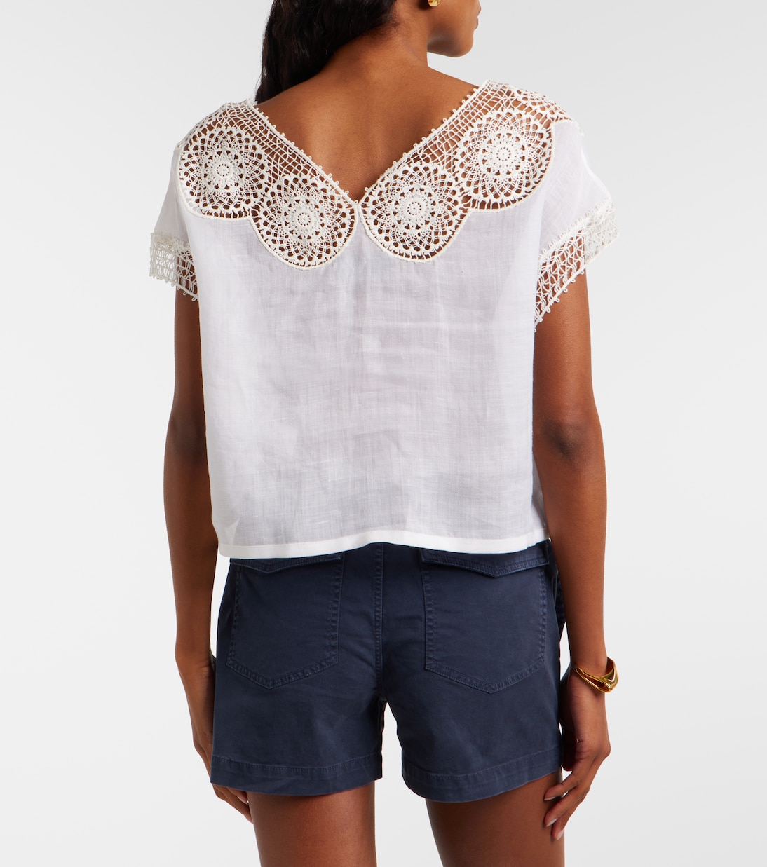 Caila crochet-trimmed ramie top | Nili Lotan