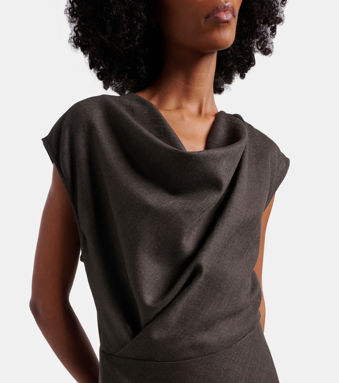 Draped wool-blend midi dress | Brunello Cucinelli
