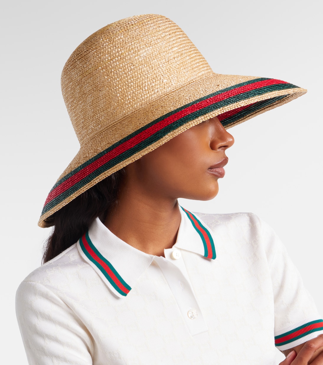 Web Stripe woven sun hat | Gucci