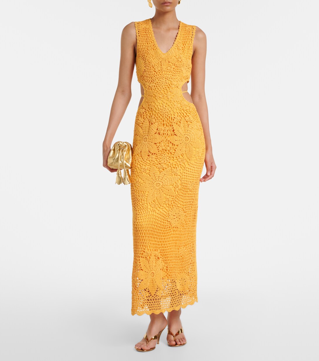 Lyla crochet floral cotton maxi dress | Simkhai