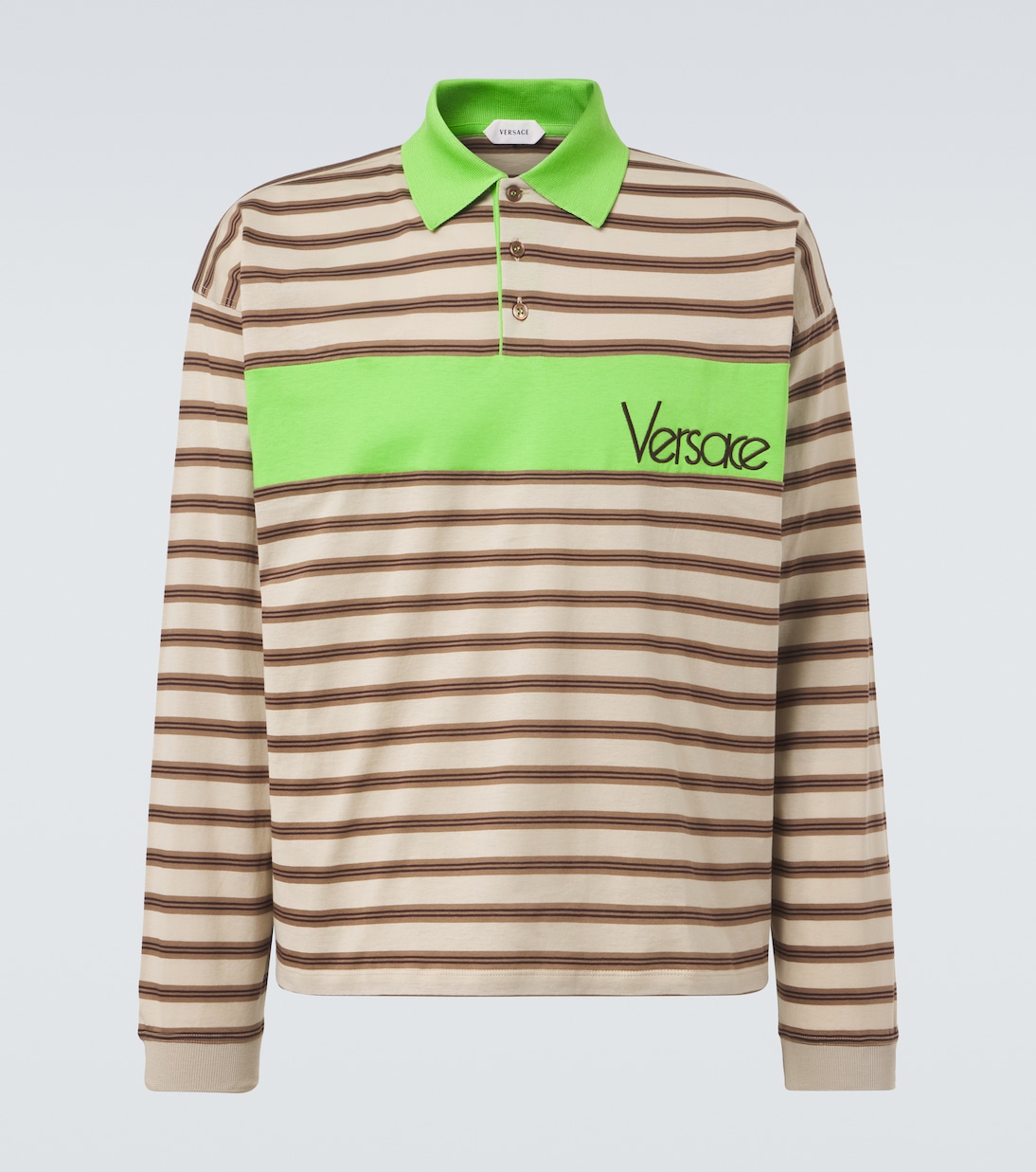 Striped cotton jersey polo shirt | Versace