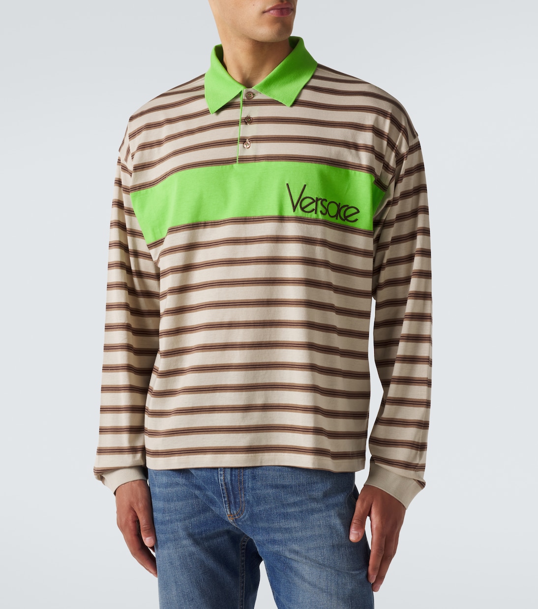 Striped cotton jersey polo shirt | Versace