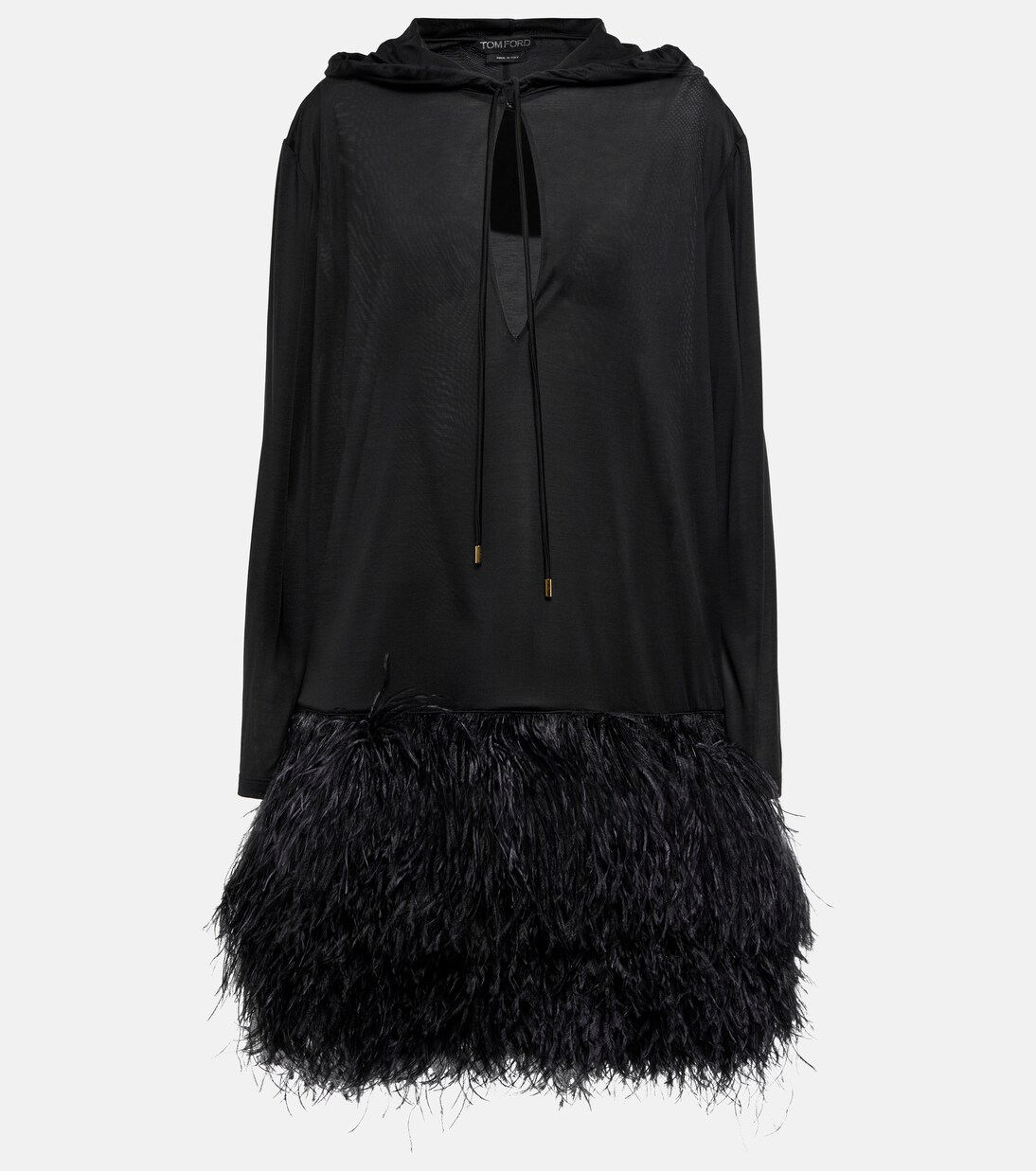 Robe à capuche en soie à plumes | Tom Ford