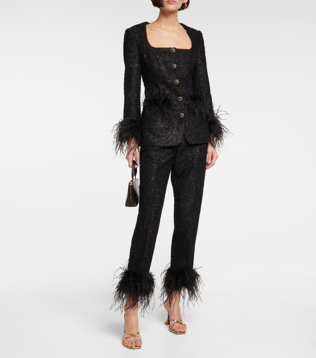 Hose Jourdan aus Bouclé mit Federn | Rebecca Vallance