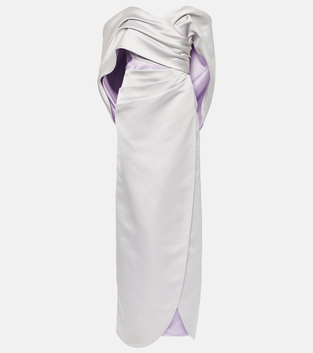 Robe longue en satin à encolure bardot | Carolina Herrera