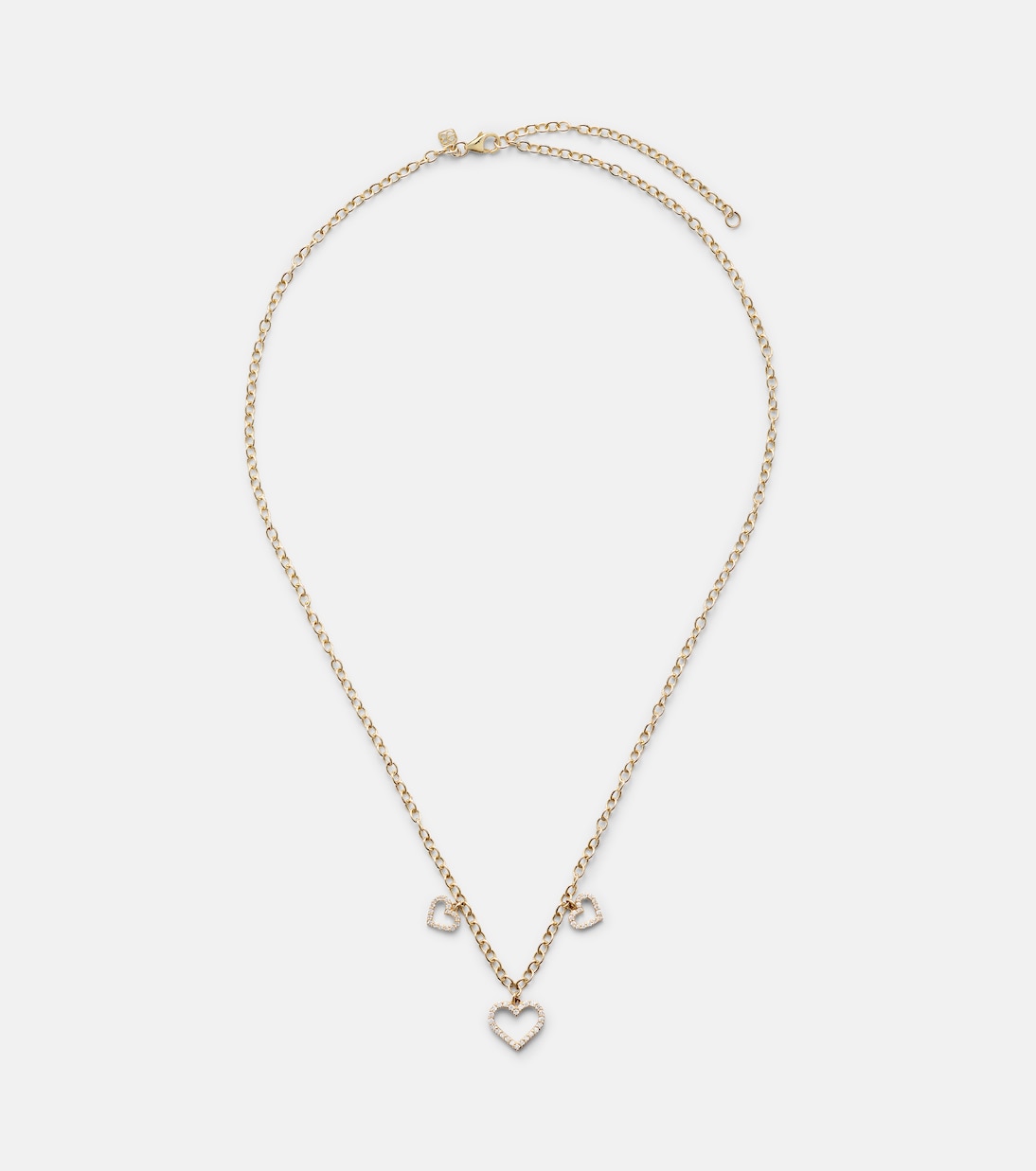 Collana Three Hearts in oro 14kt con diamanti  | Sydney Evan