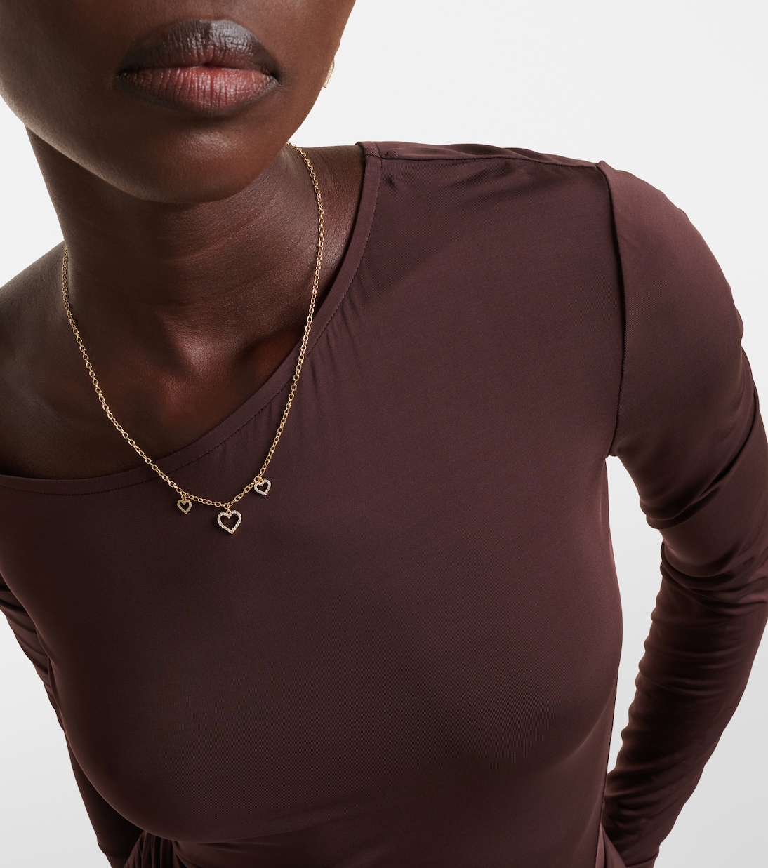 Collana Three Hearts in oro 14kt con diamanti  | Sydney Evan