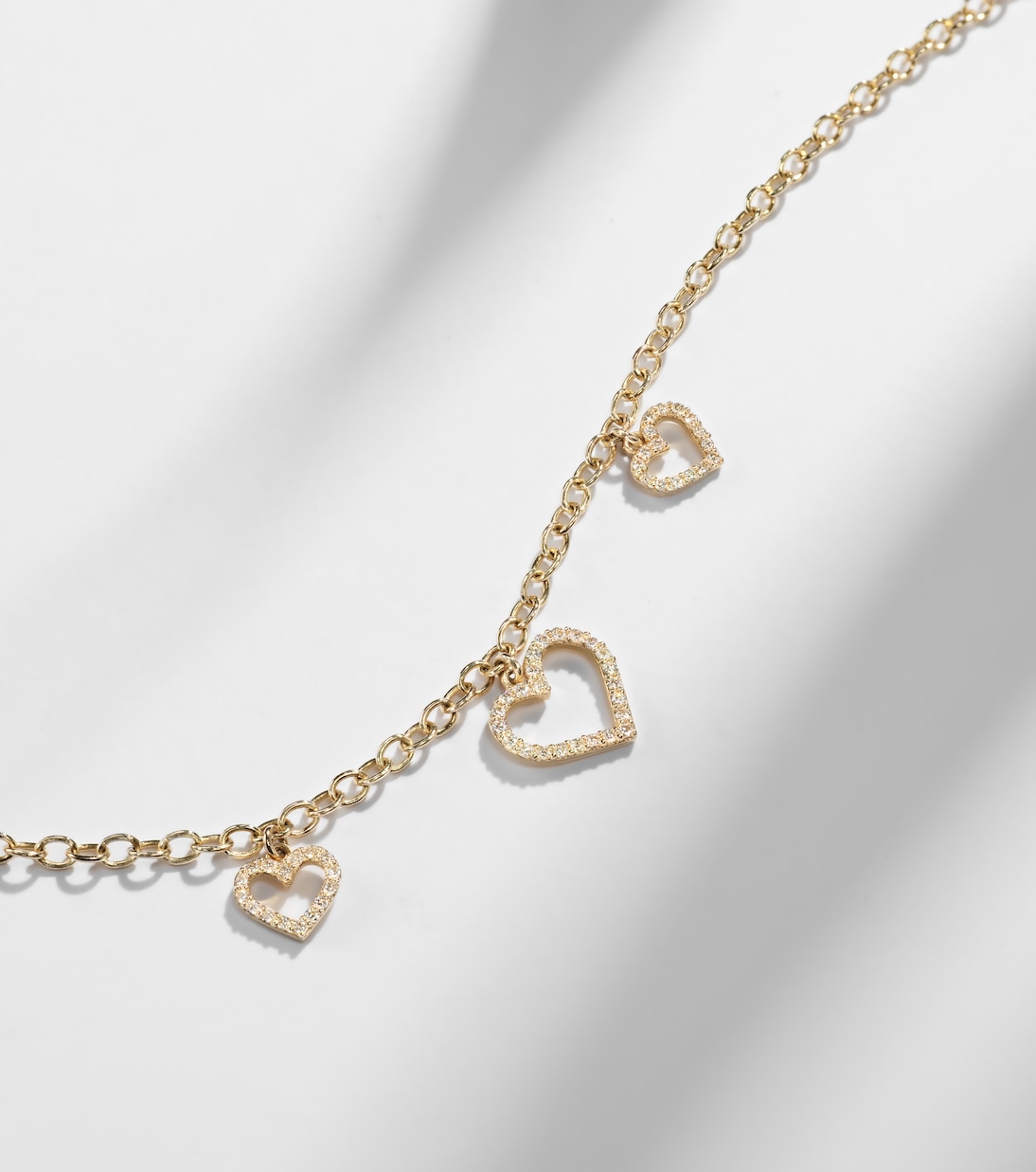 Collana Three Hearts in oro 14kt con diamanti  | Sydney Evan