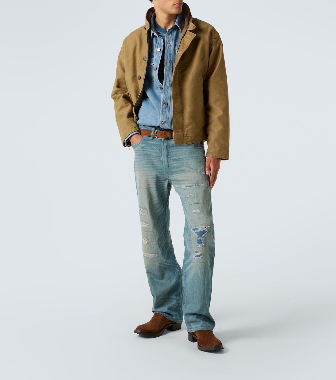 Suede and leather cowboy boots | RRL