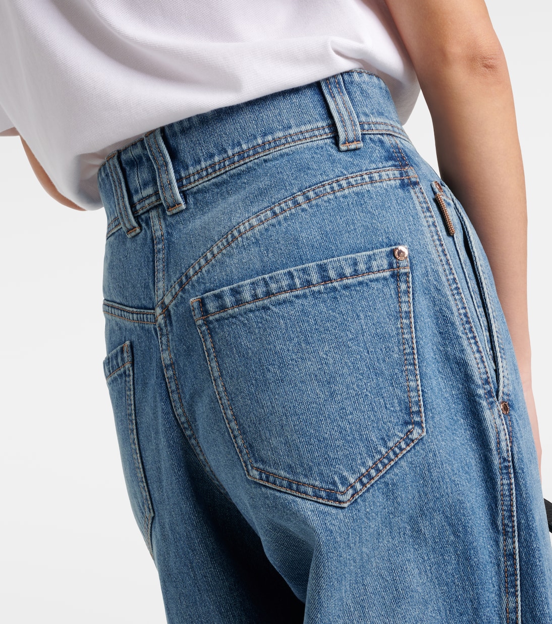 Pleated high-rise wide-leg jeans | Brunello Cucinelli