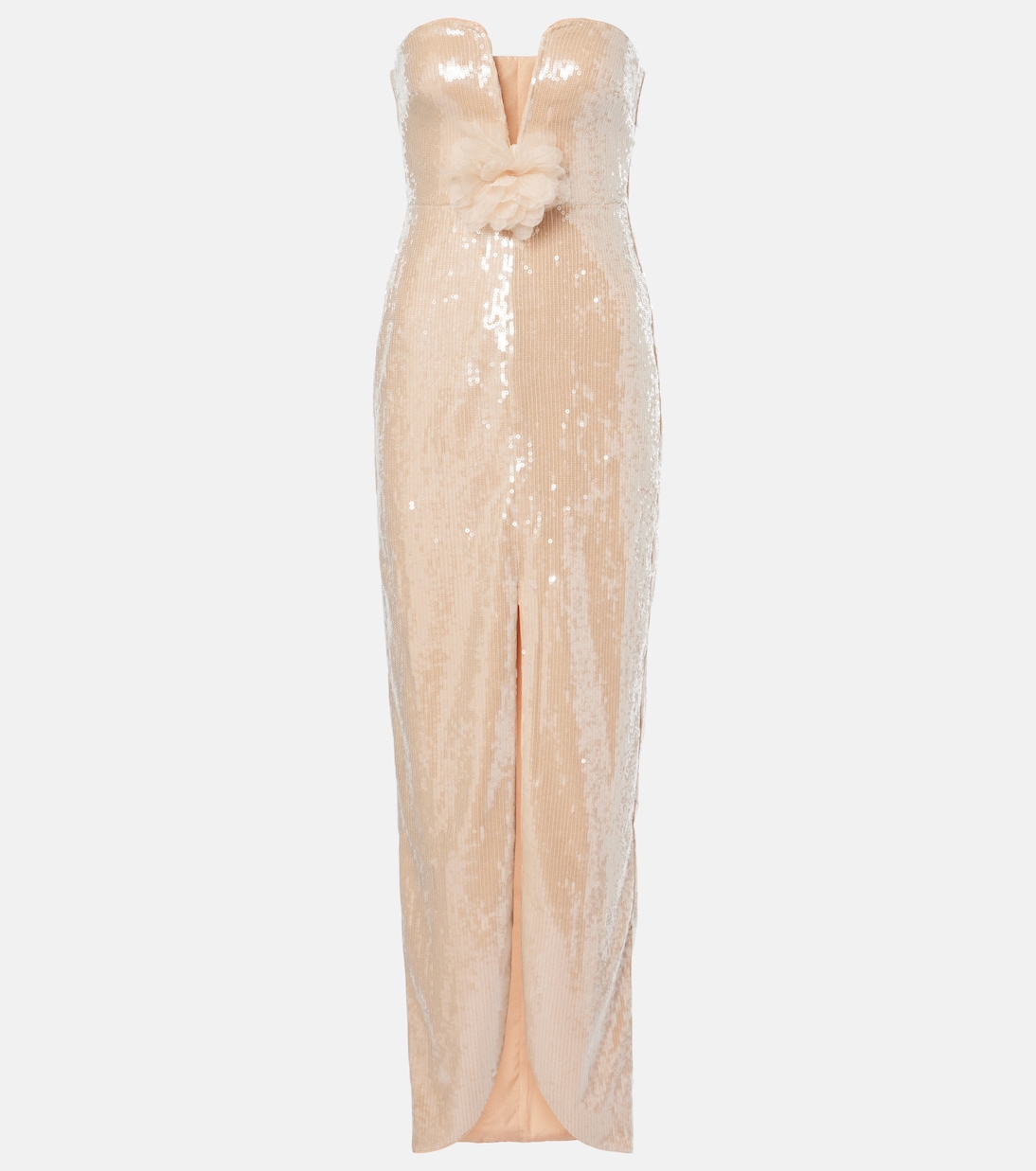 Floral-appliqué sequined gown | Self-Portrait