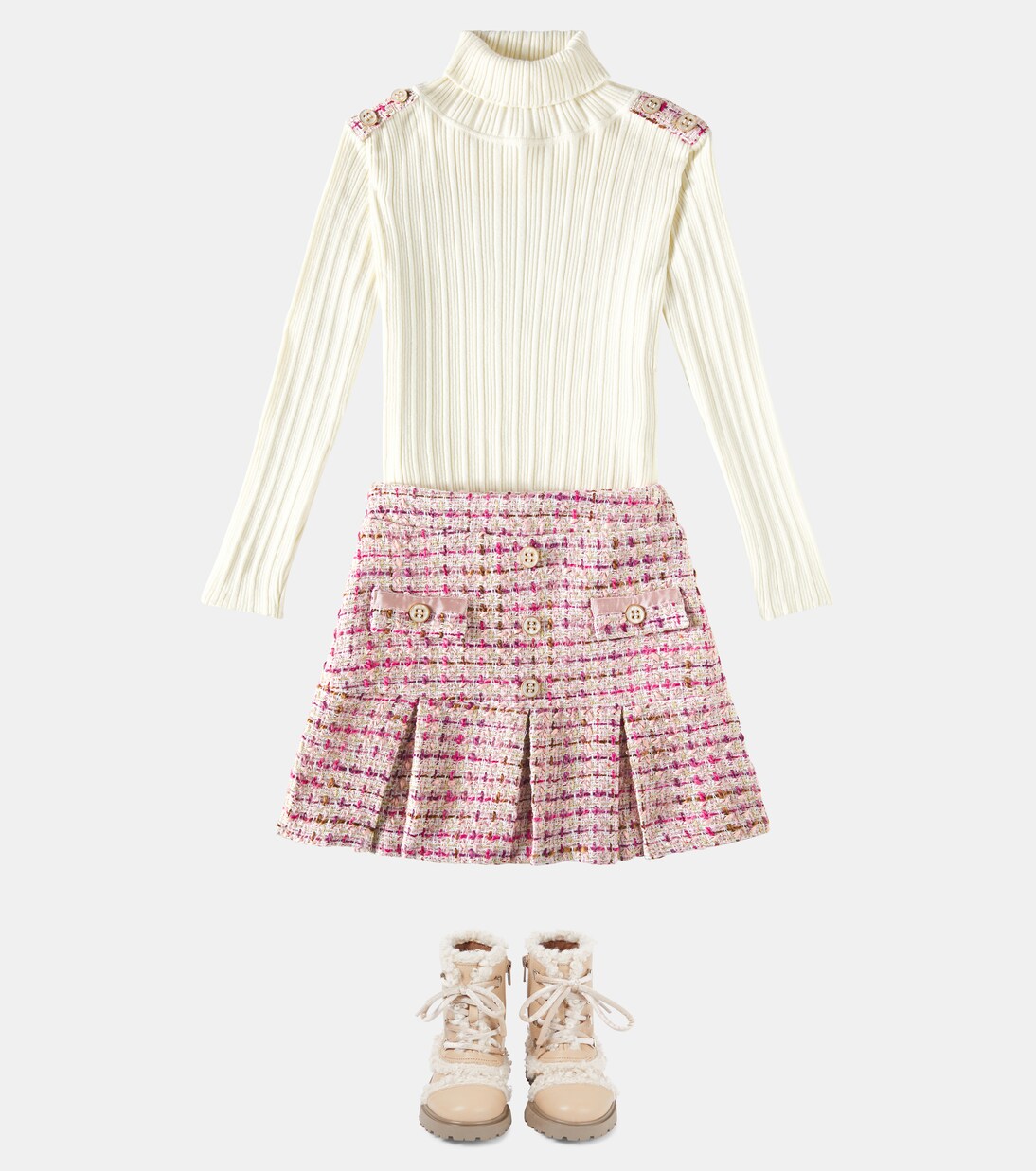 Faux shearling-trimmed leather boots | PèPè