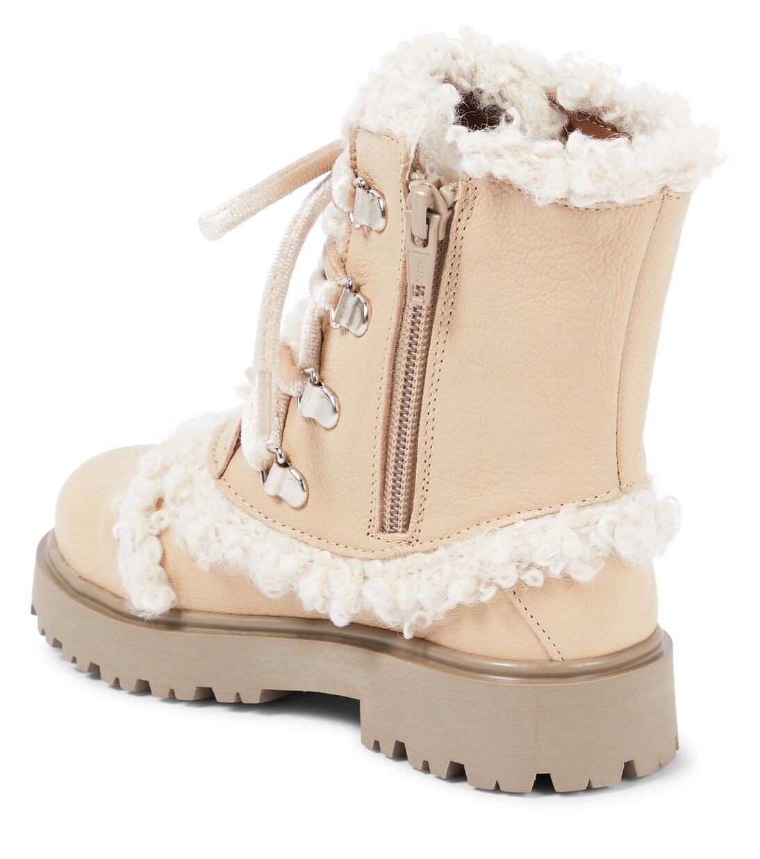 Faux shearling-trimmed leather boots | PèPè