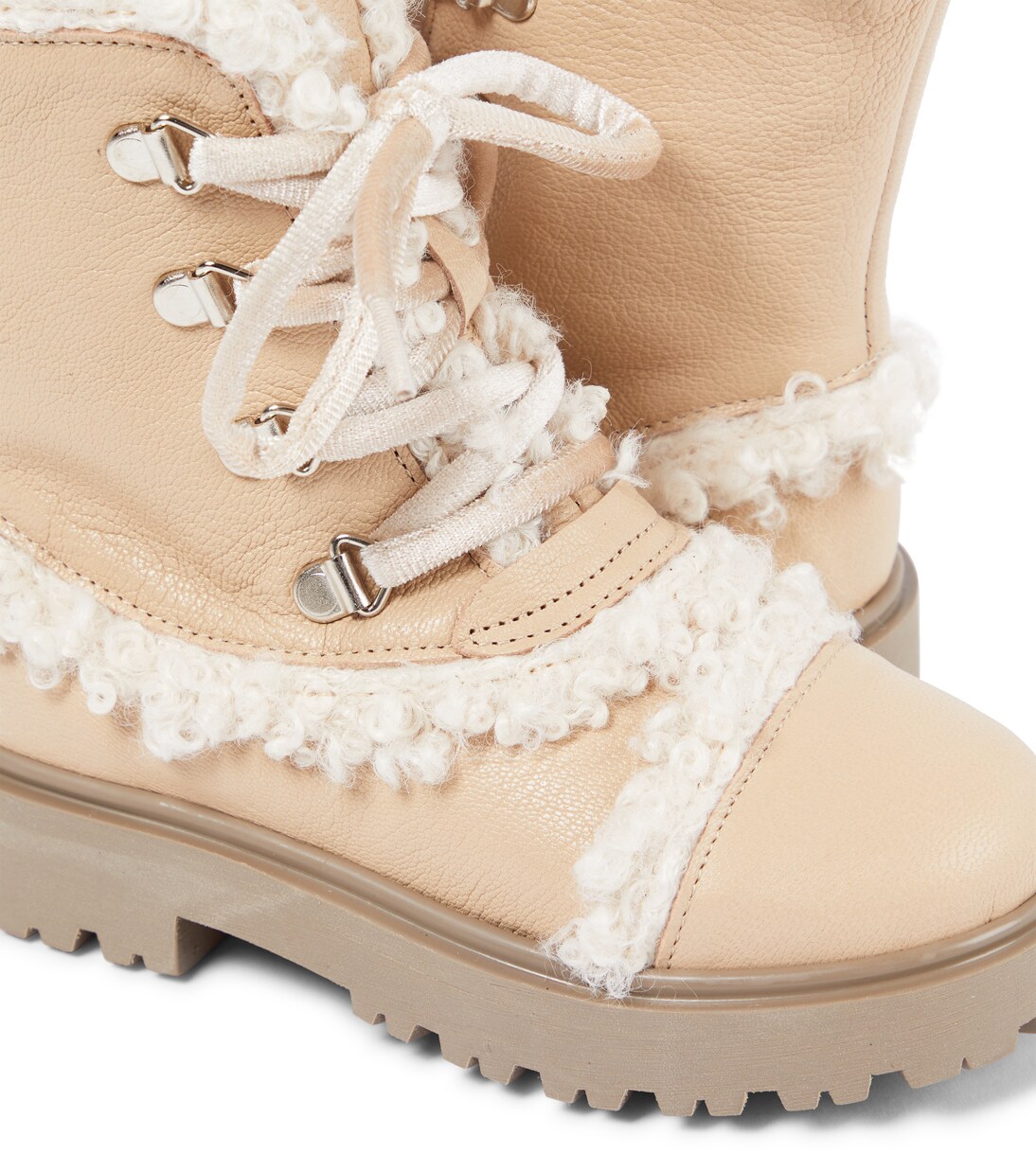 Faux shearling-trimmed leather boots | PèPè