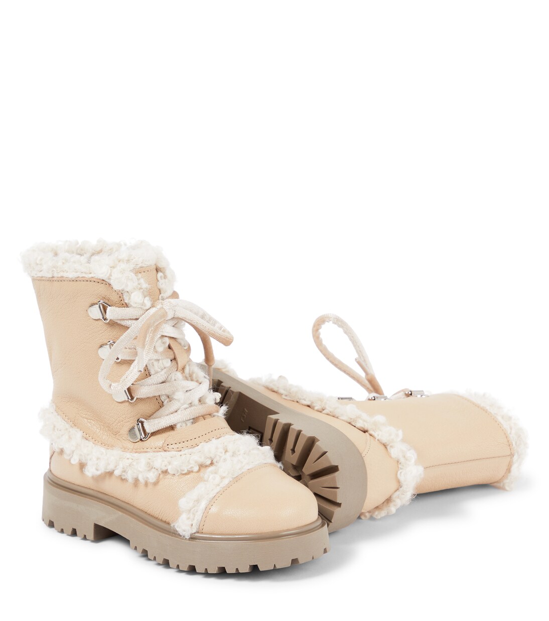 Faux shearling-trimmed leather boots | PèPè