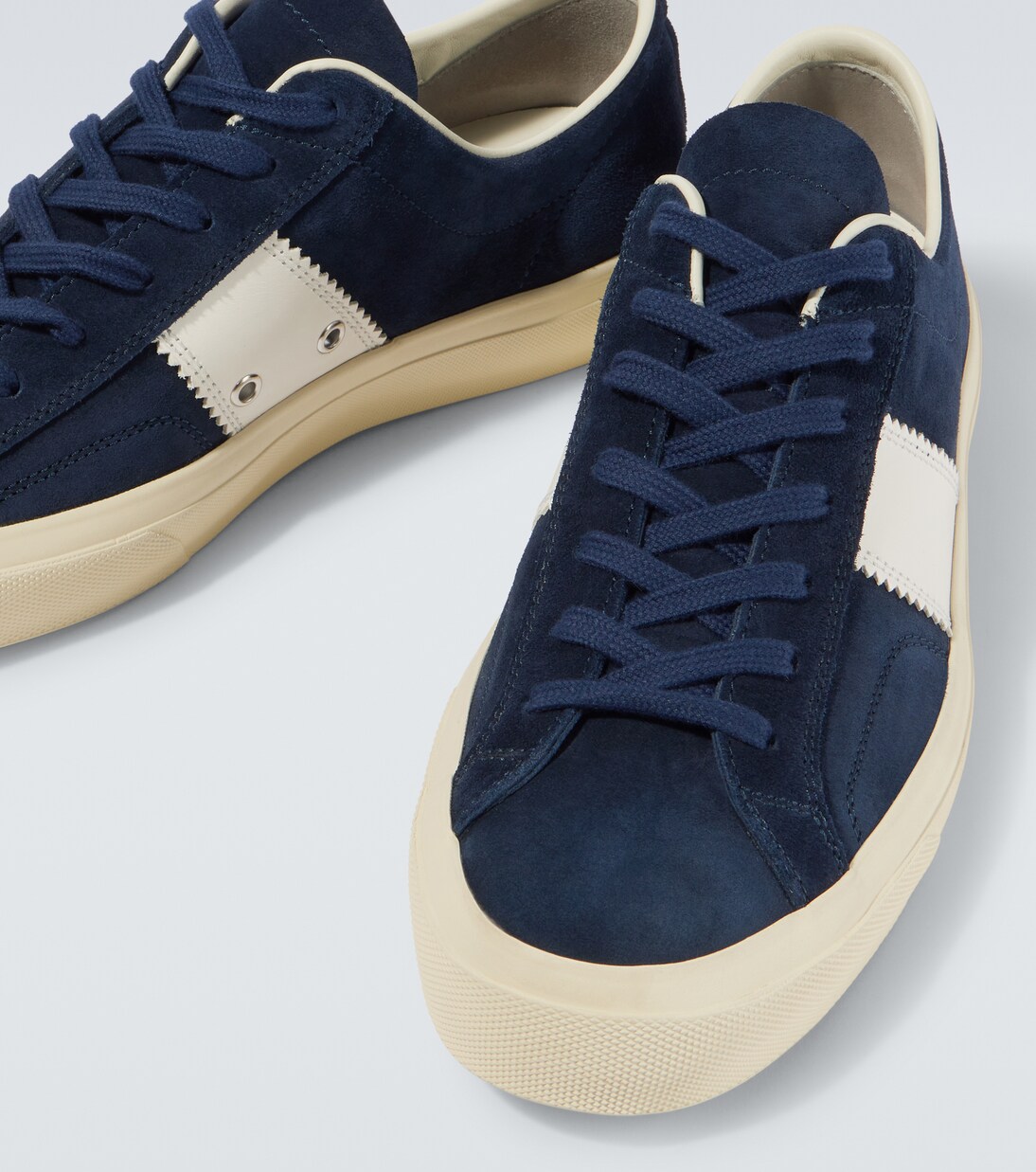 Cambridge leather-trimmed suede sneakers | Tom Ford
