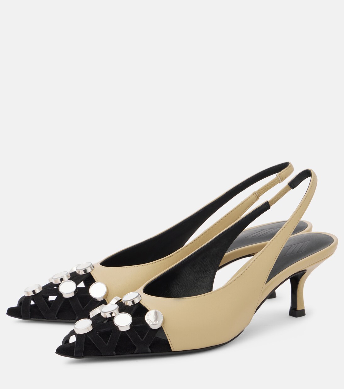 Fiona 50 embellished leather slingback pumps | The Attico
