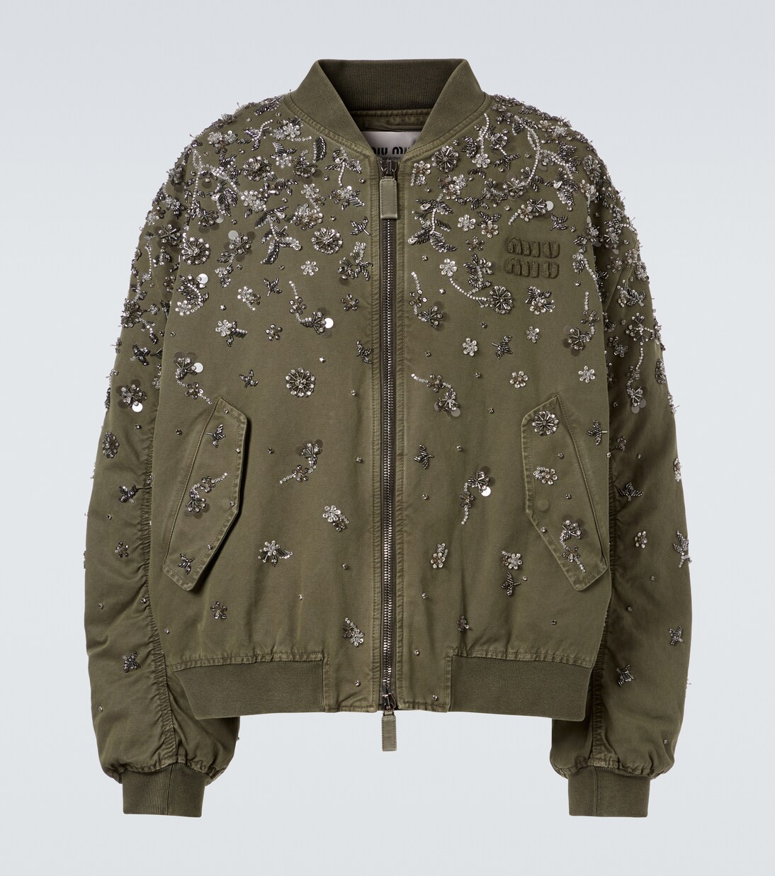 Sequined cotton gabardine bomber jacket | Miu Miu