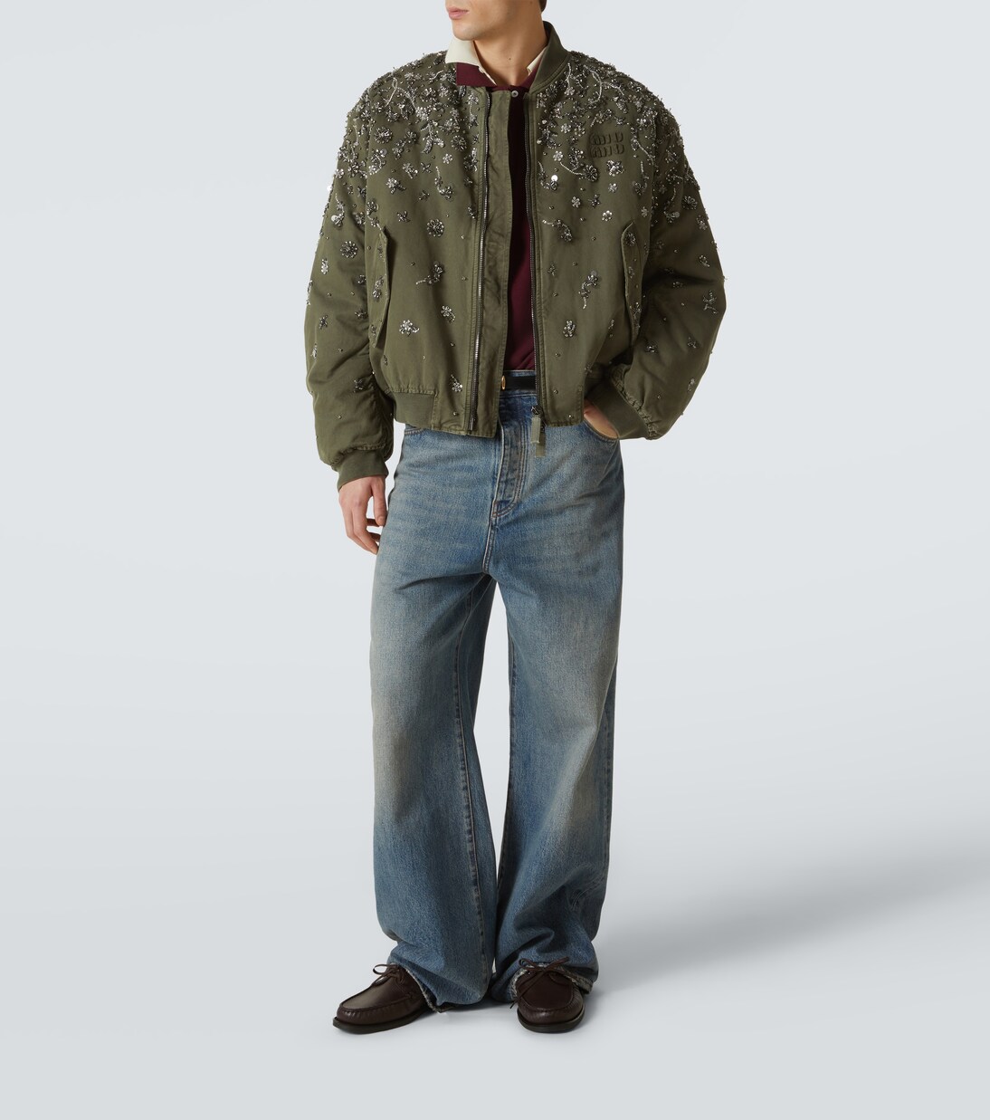 Sequined cotton gabardine bomber jacket | Miu Miu