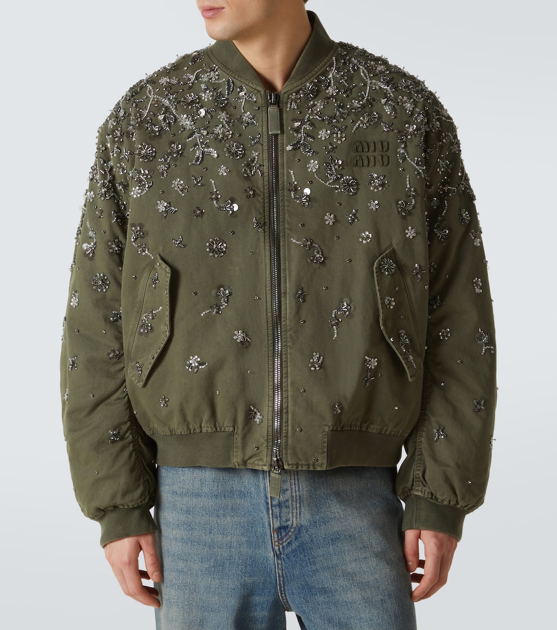 Sequined cotton gabardine bomber jacket | Miu Miu