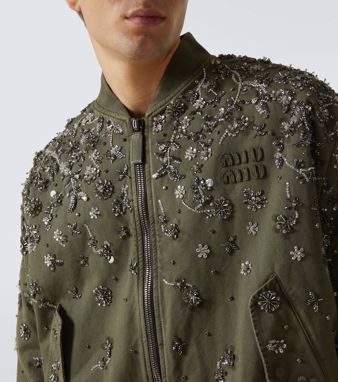 Sequined cotton gabardine bomber jacket | Miu Miu