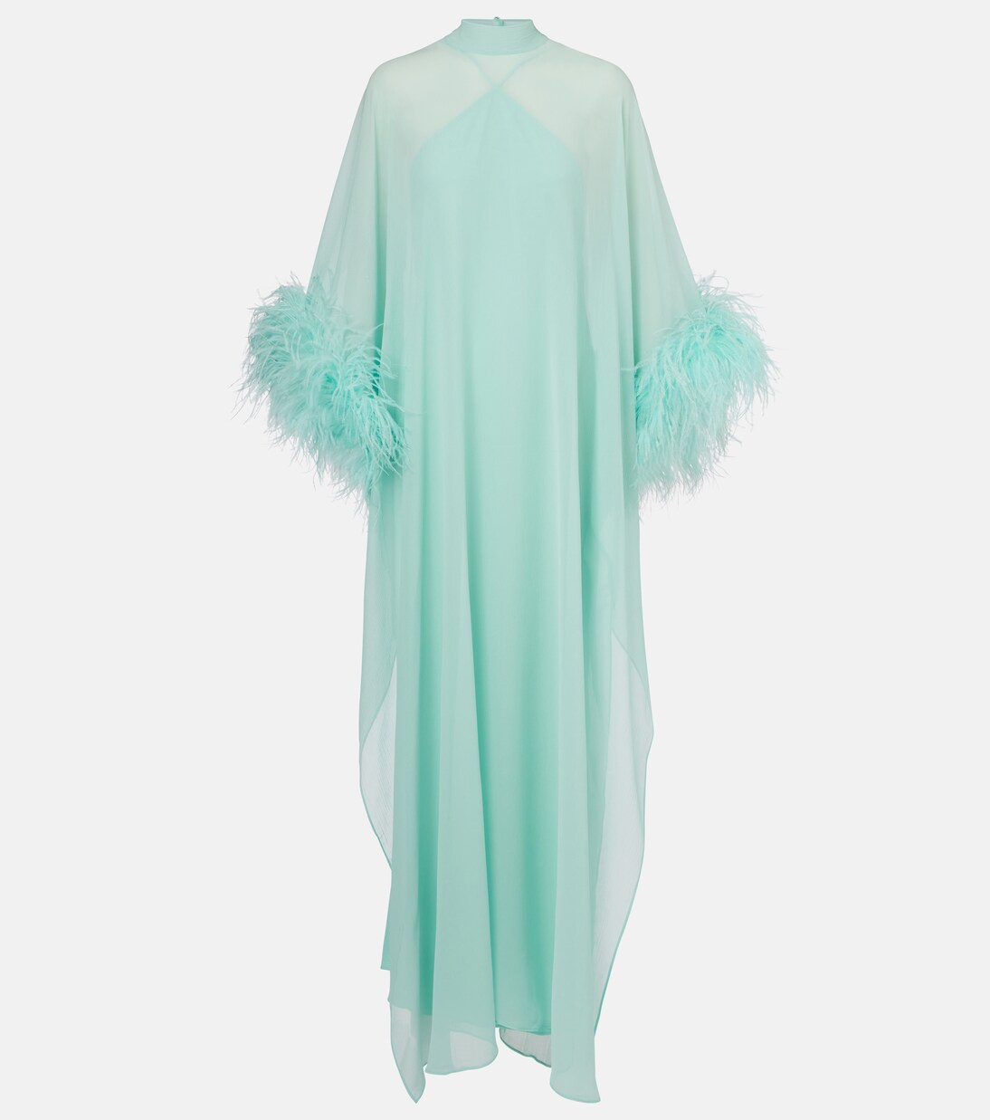 قفطان من الحرير مقلّم بالريش Penelope | Taller Marmo