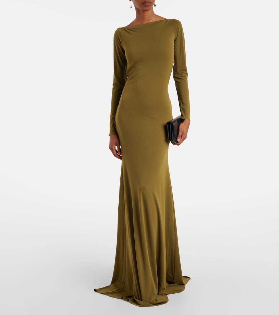 Draped open-back crêpe jersey gown | Alex Perry