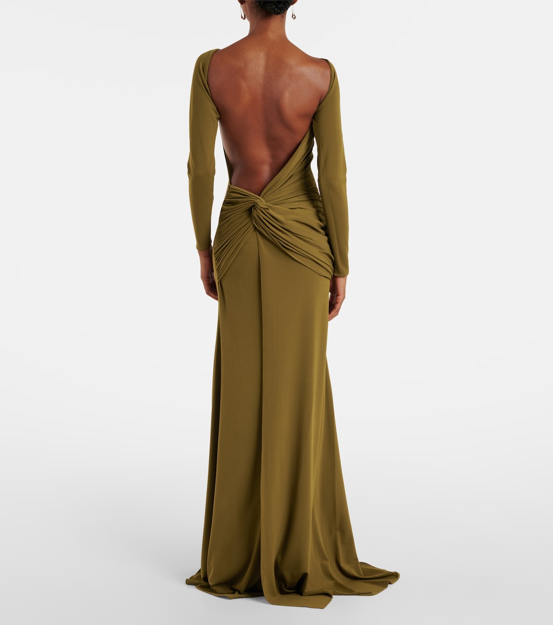 Draped open-back crêpe jersey gown | Alex Perry