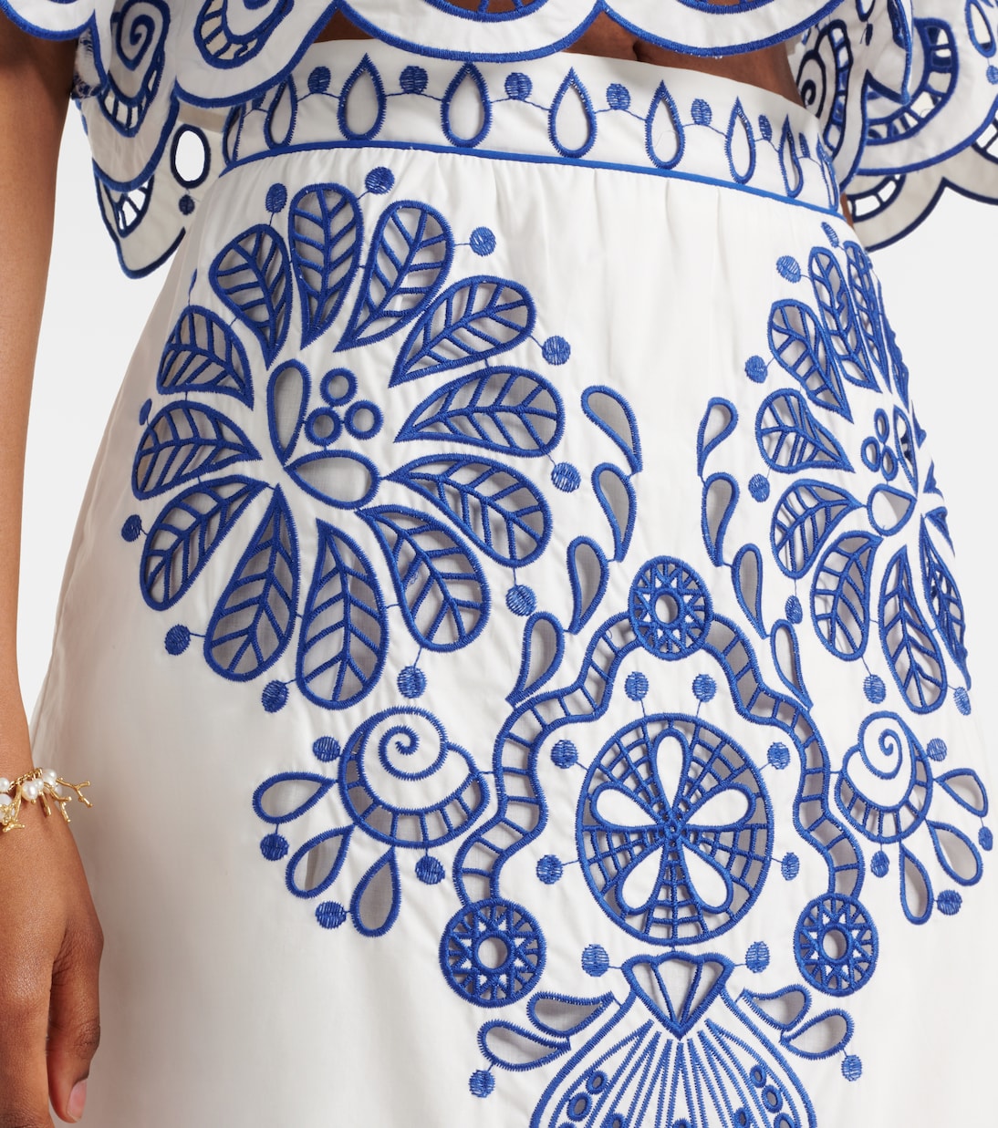 Bestickter Midirock aus Baumwolle | Farm Rio