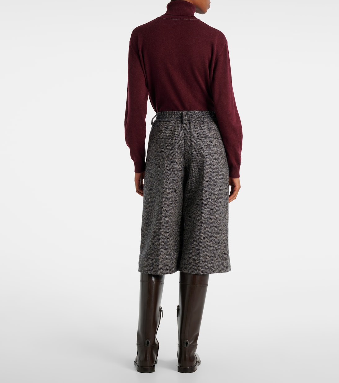 Herringbone wool-blend shorts | Brunello Cucinelli