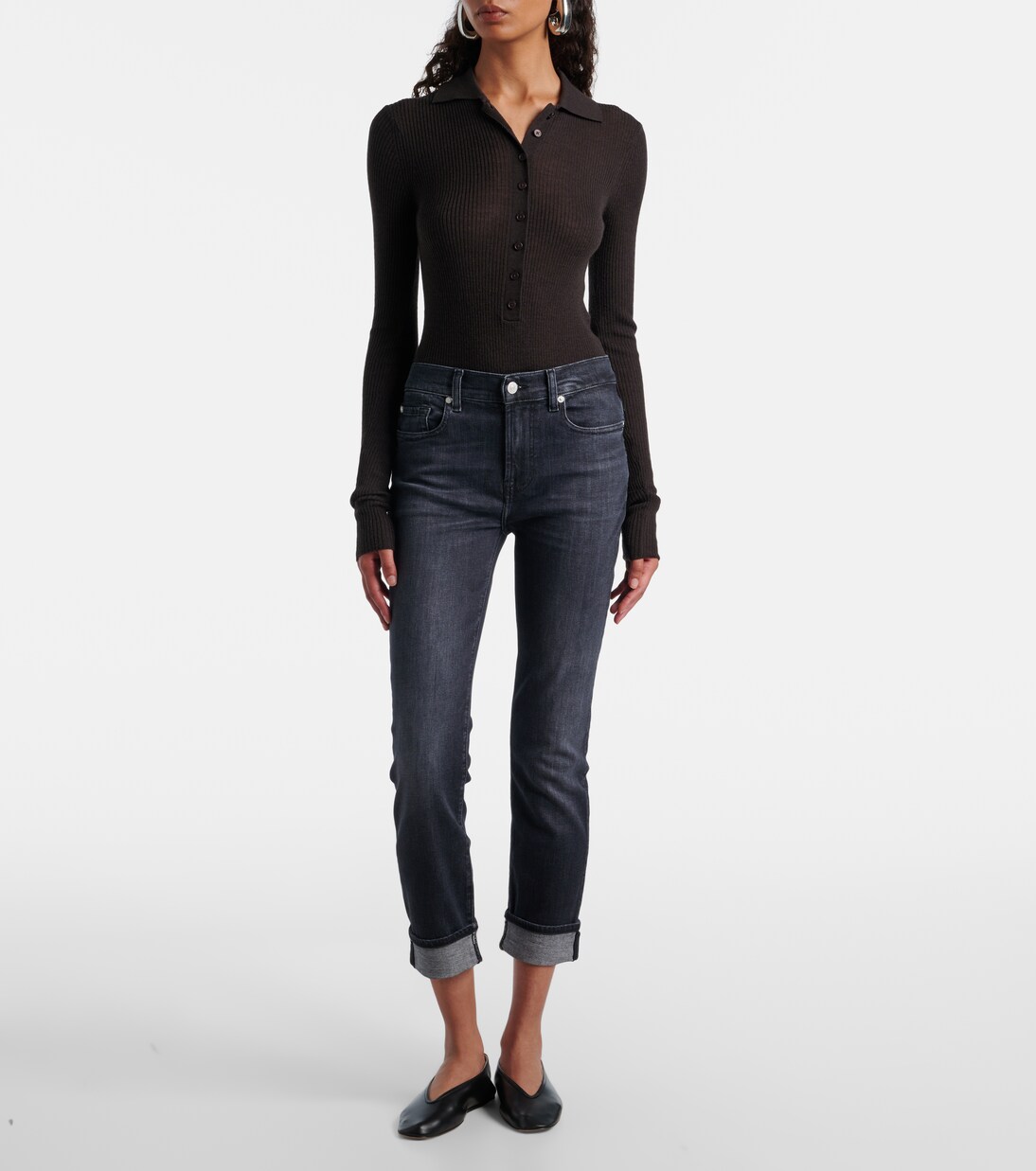 Mid-Rise Cropped Skinny Jeans | 7 For All Mankind