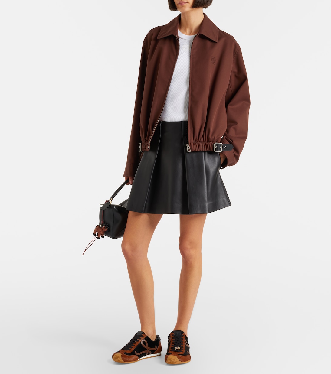 Mini-jupe en cuir à plis | Loewe