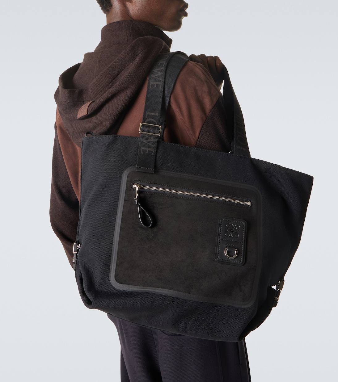 Tote Bag Flex Medium aus Canvas und Veloursleder | Loewe