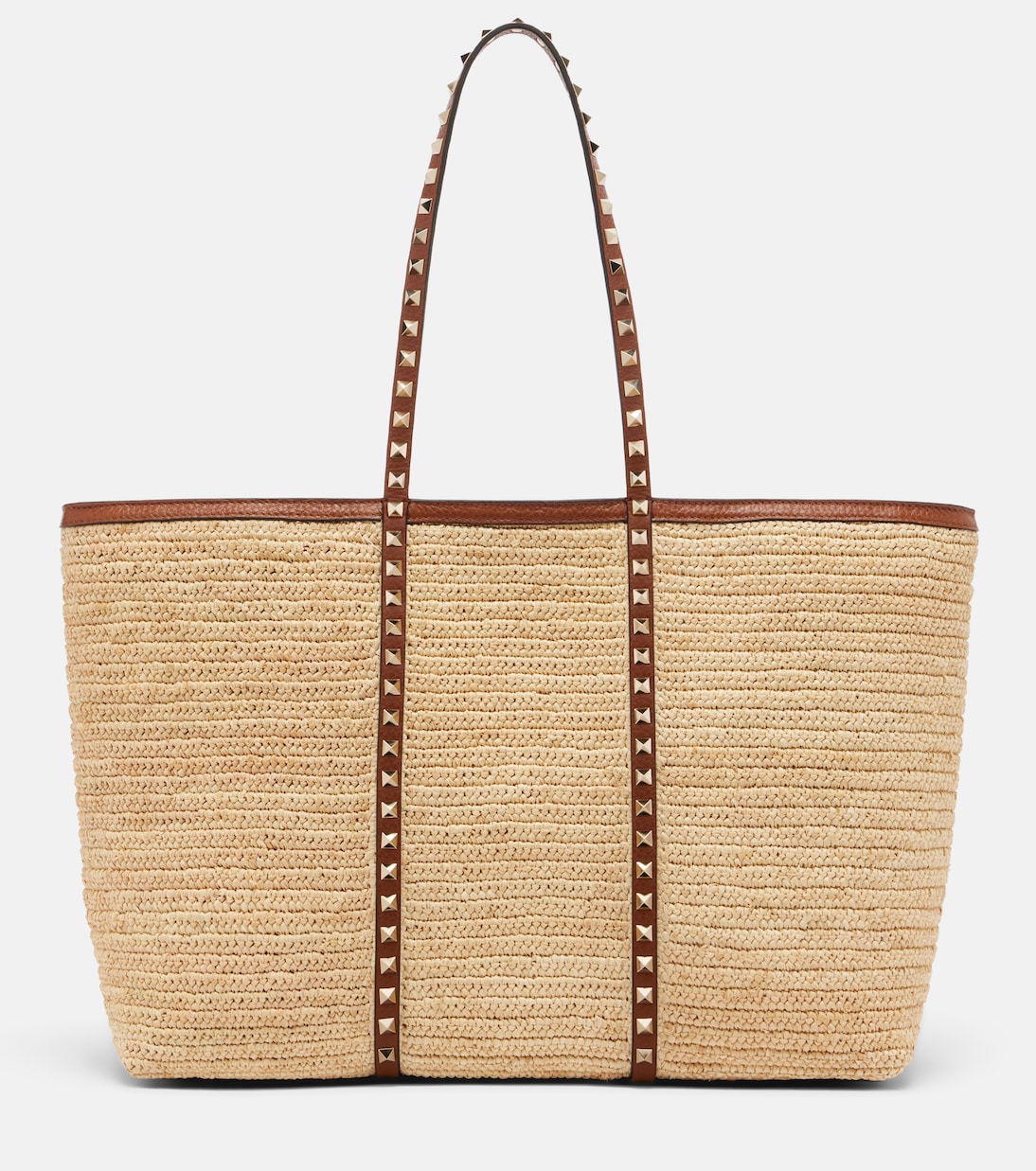 Rockstud Large raffia tote bag | Valentino Garavani