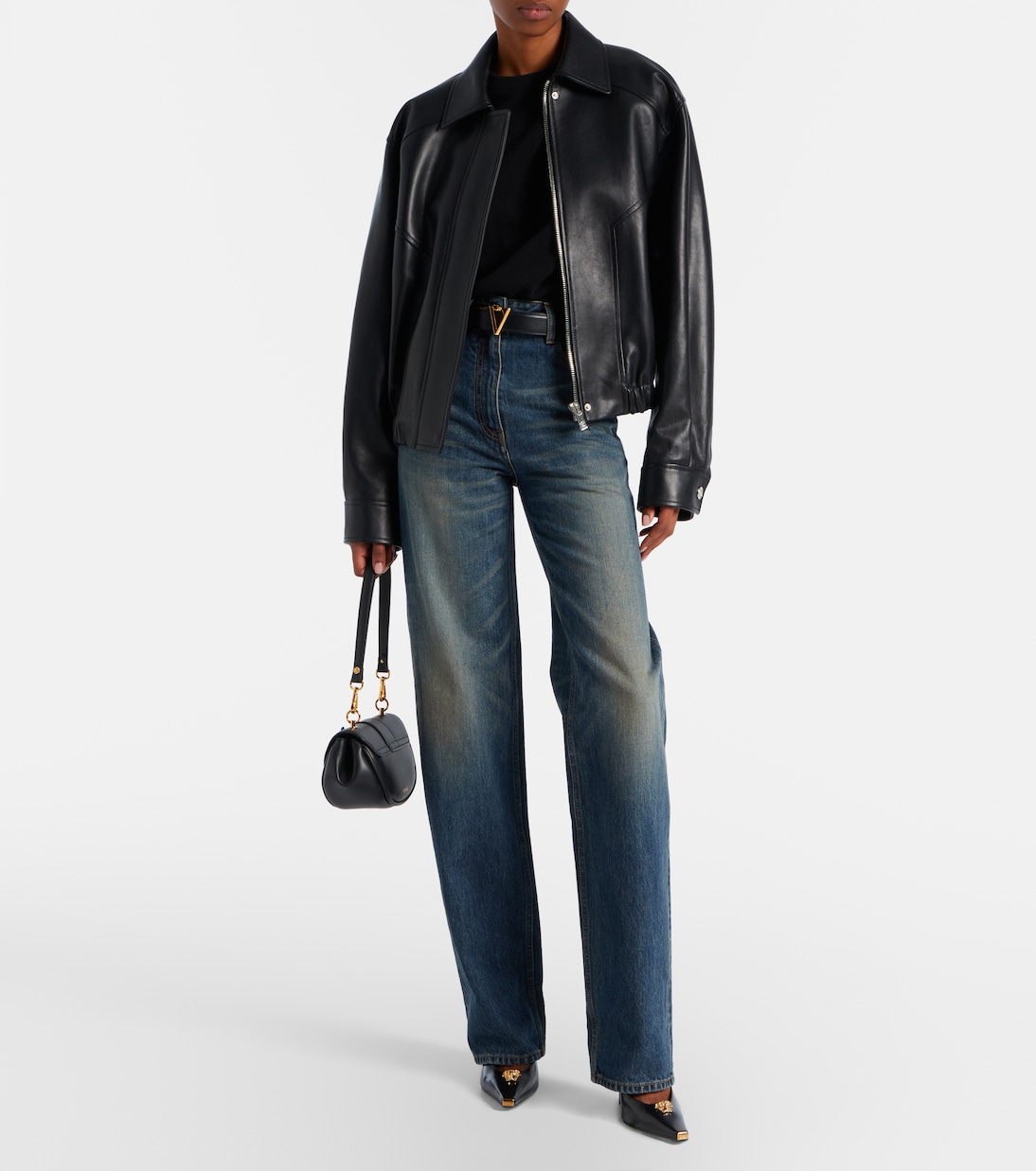 Leather blouson jacket | Versace