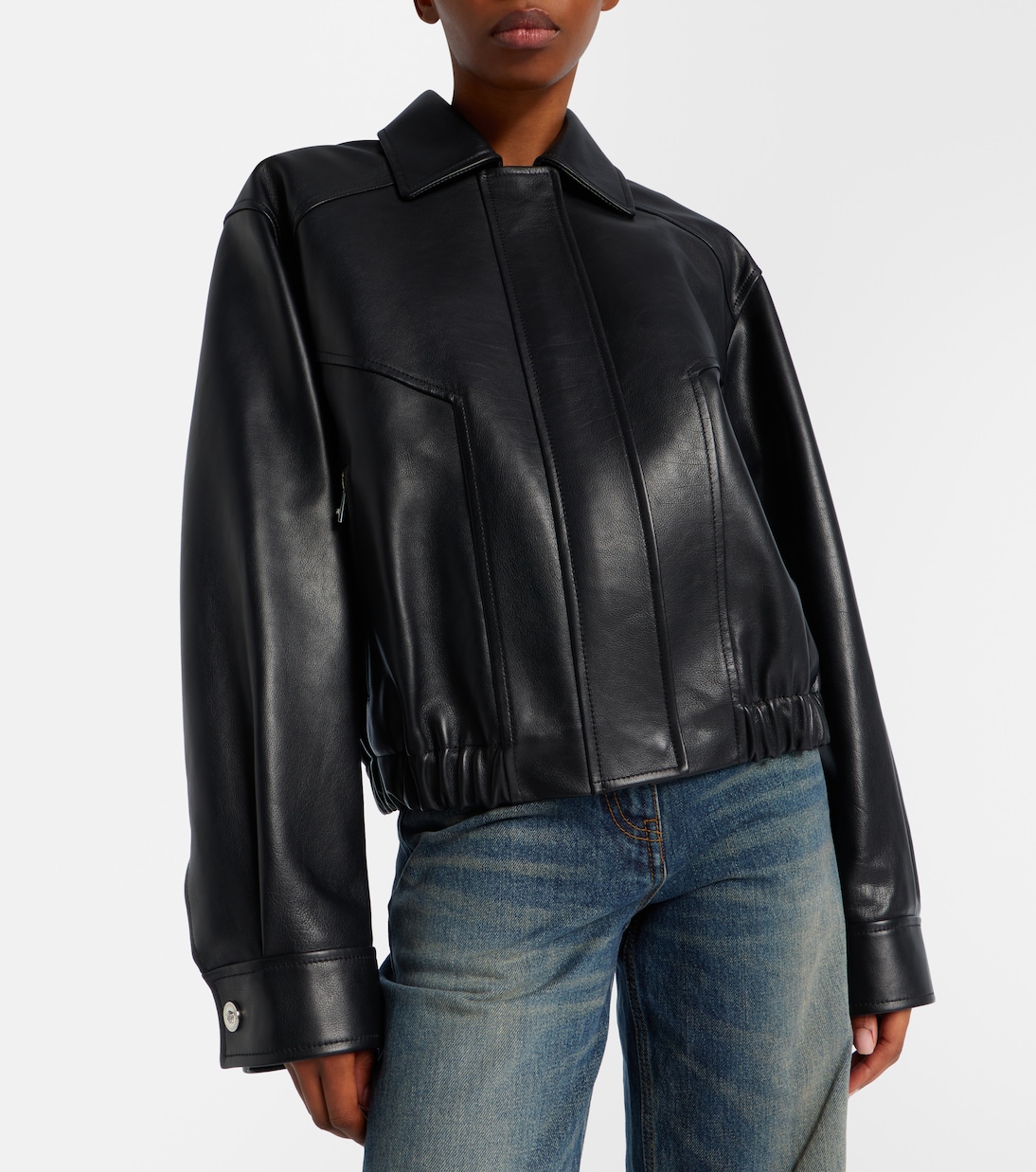 Leather blouson jacket | Versace