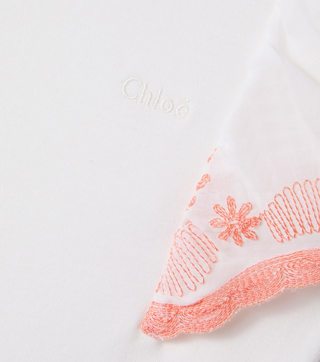 Camiseta de algodón bordada  | Chloé Kids