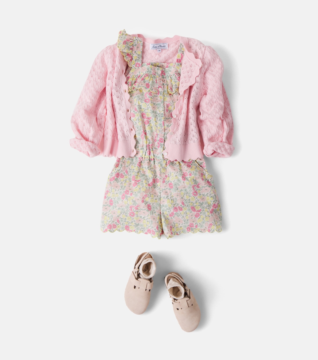 Floral scalloped cotton playsuit | Tartine et Chocolat
