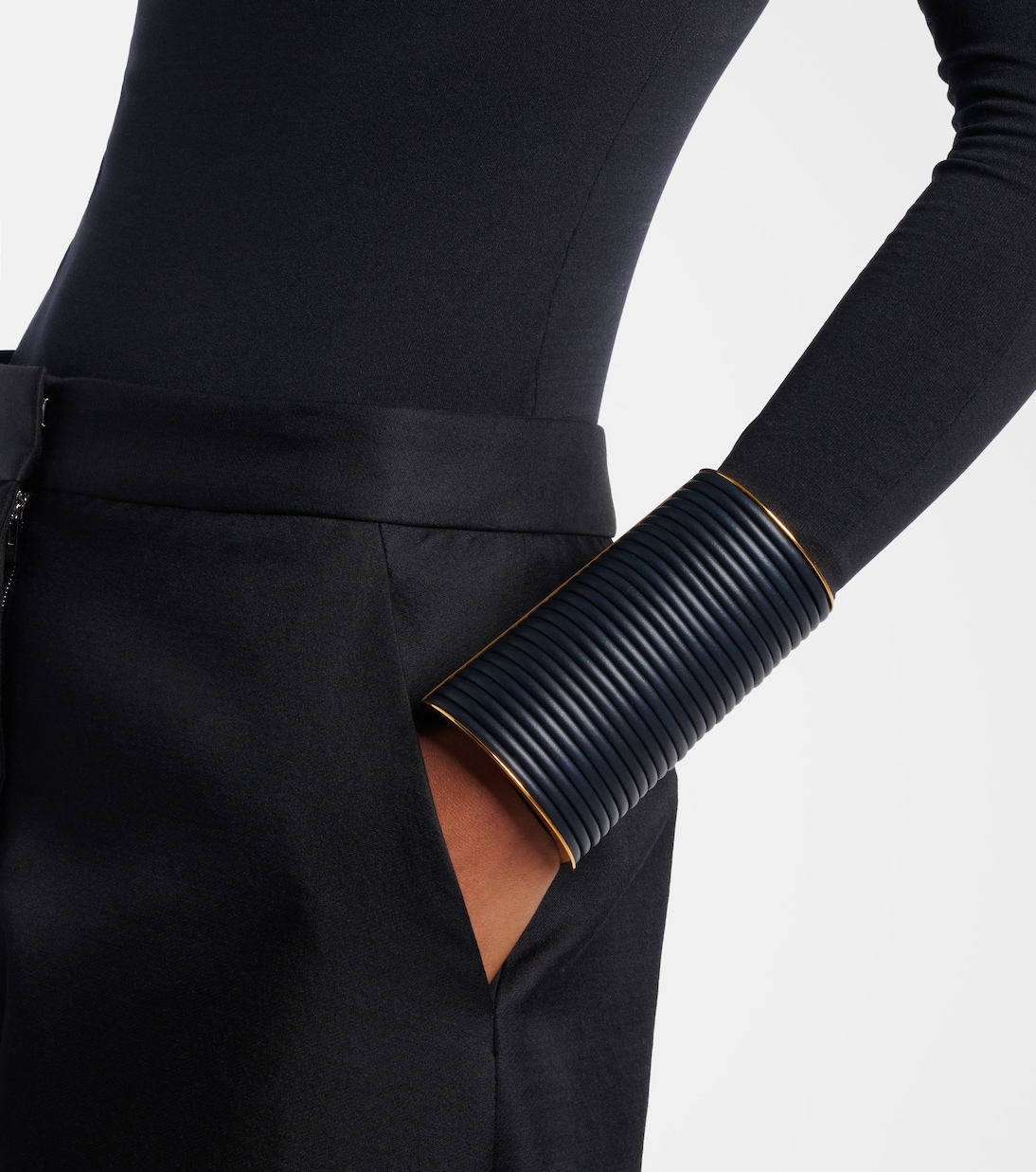 Leather-trimmed cuff bracelet | Alaïa