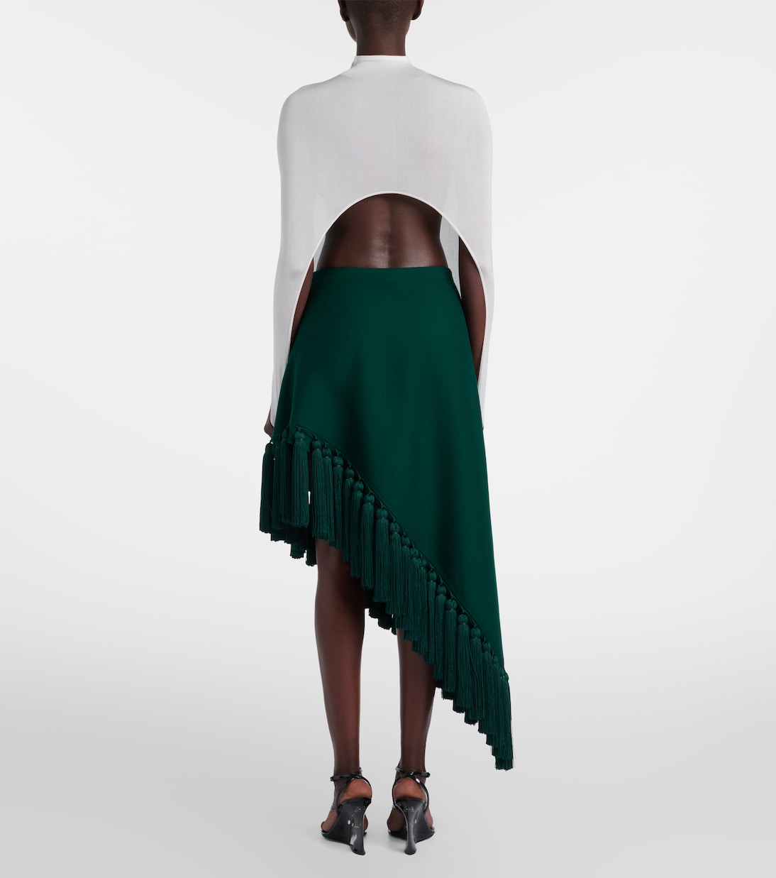 Asymmetric wool gabardine midi skirt | Alaïa