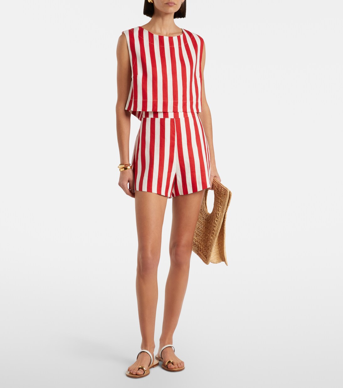 Martina striped linen crop top | Posse