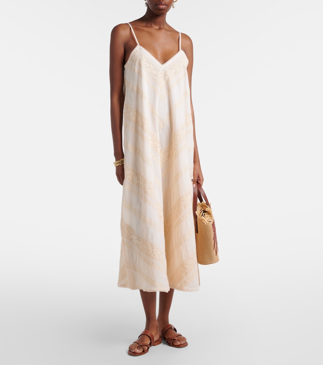 Abito midi in cotone con ricamo | Juliet Dunn