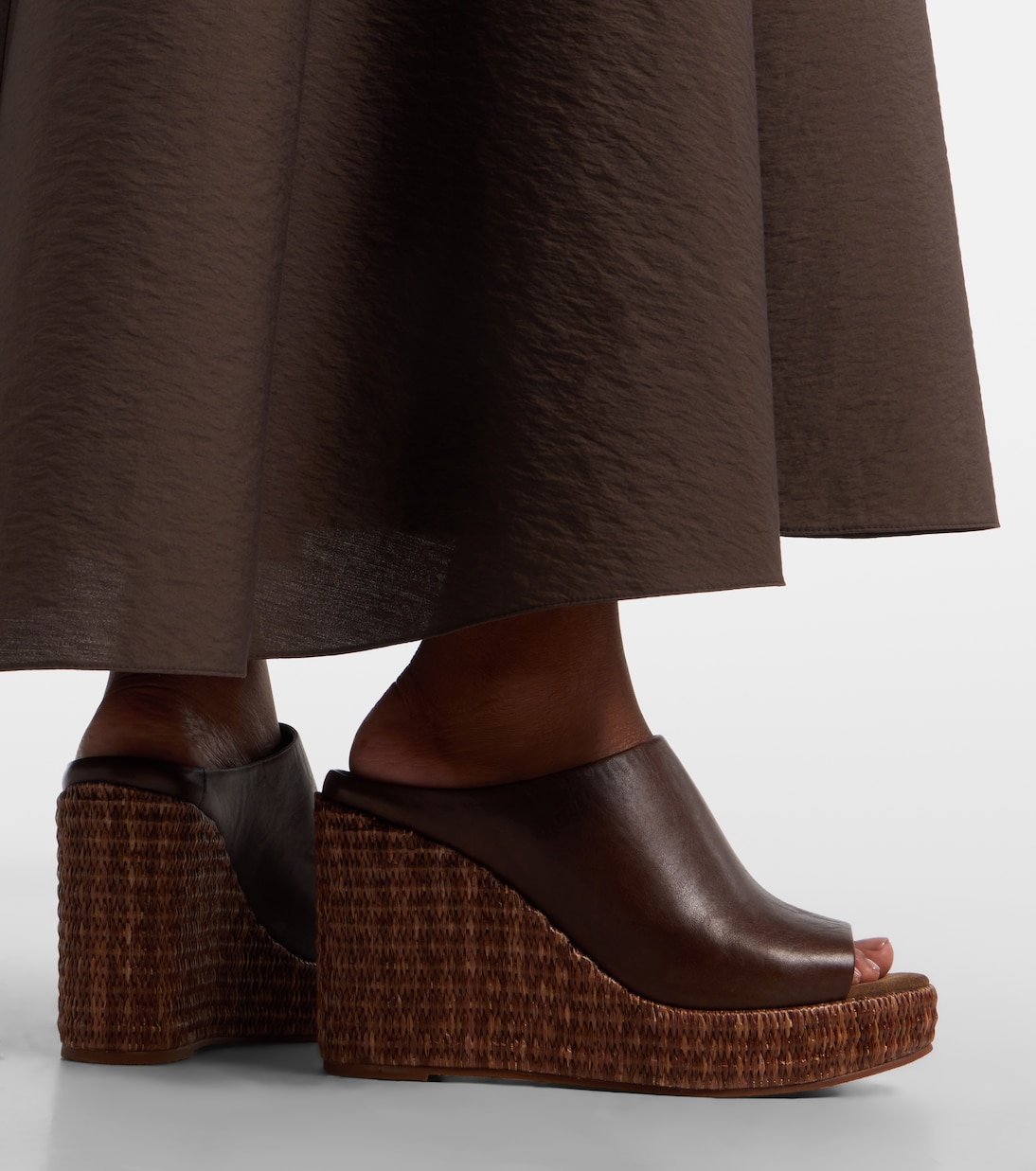 Leather espadrille wedges | Brunello Cucinelli